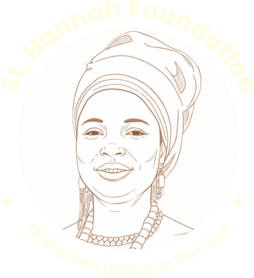 A drawing of Prophetess Hannah Okoh, from the Foundation's logo.